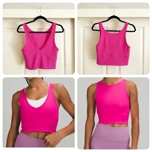 Lululemon Power Pivot Ribbed Tank Top - Sonic Pink - Reversible- Tight - Cropped